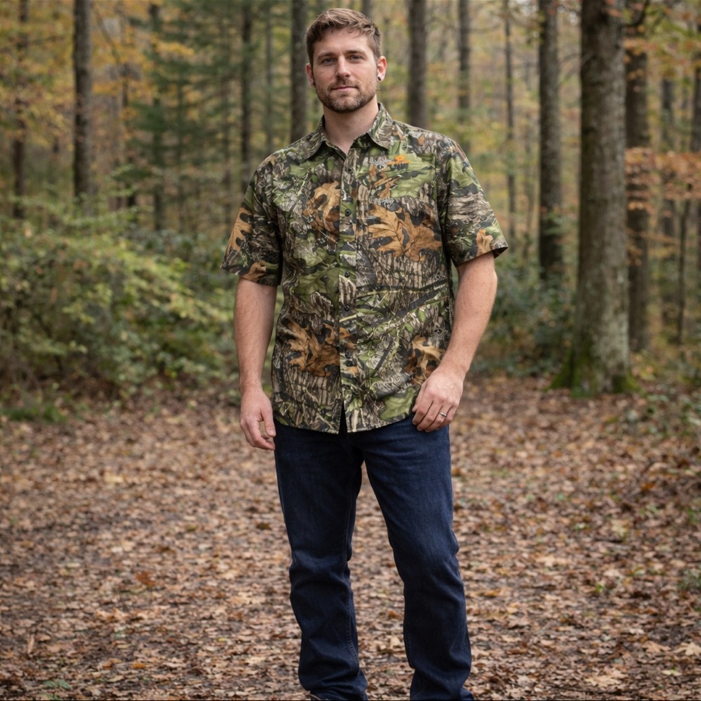 Mossy Oak Obsession Camo Button Down Shirt Mens Medium Hunting